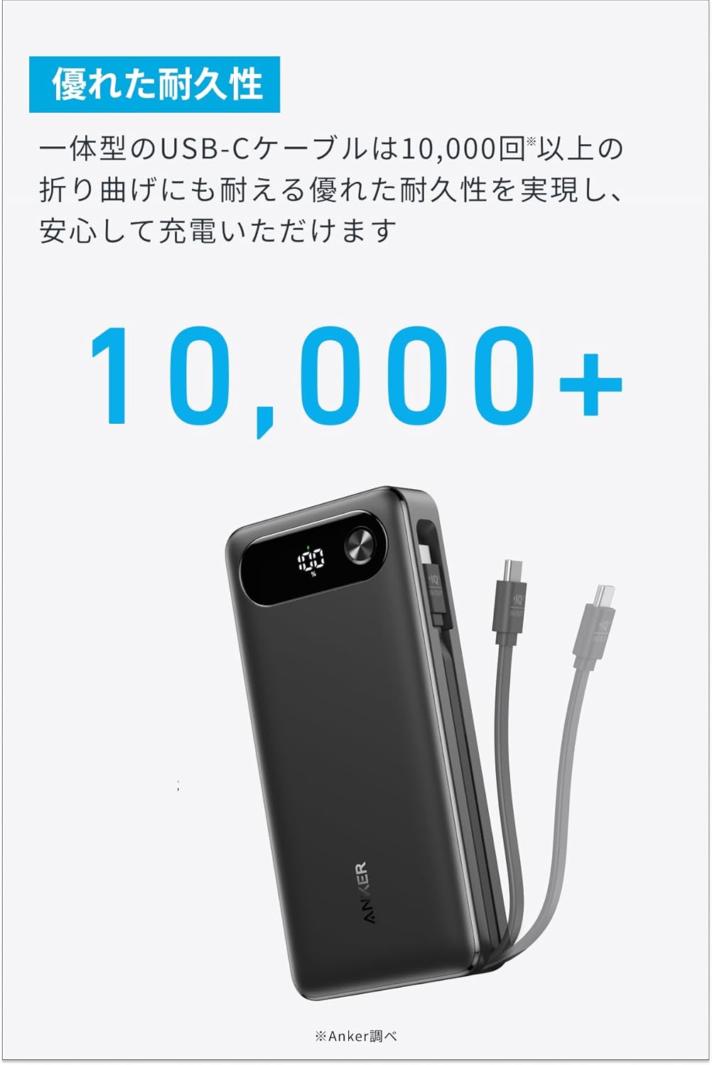 Anker Power Bank (20000mAh, 87W, Built-In USB-C ケーブル) A1383 7