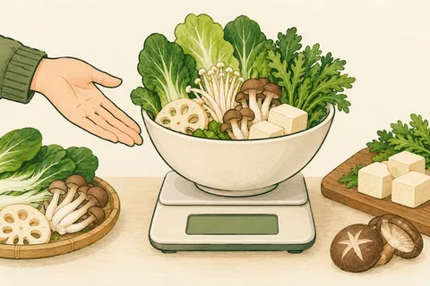 具材を入れたボウルをはかりに載せて計量する様子